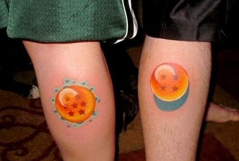 腿部精美的七龙珠纹身图案