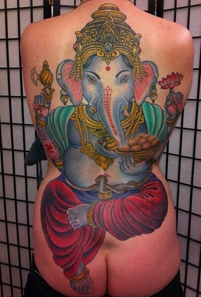 满背象神纹身图案