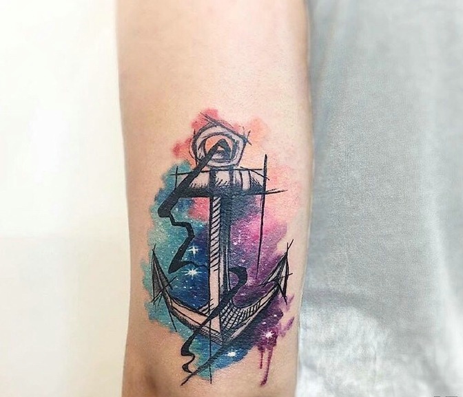 一组年轻派的水彩图腾纹身图案