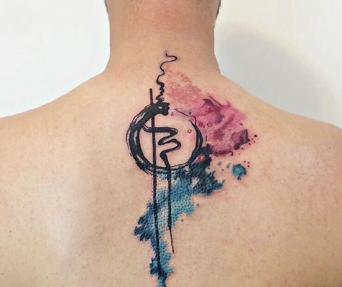 一组年轻派的水彩图腾纹身图案