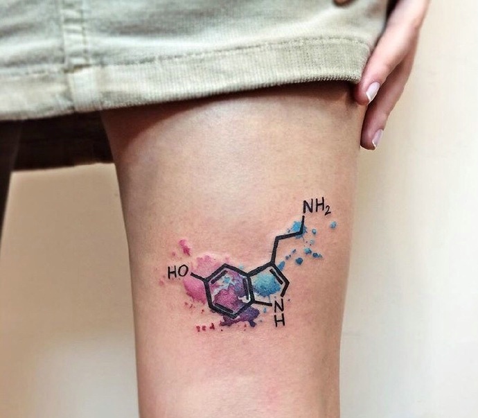 一组年轻派的水彩图腾纹身图案