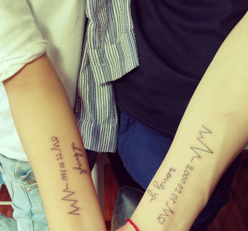 手腕上的简单英文情侣纹身图案