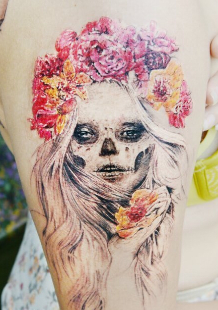 严肃霸气女孩纹身图案