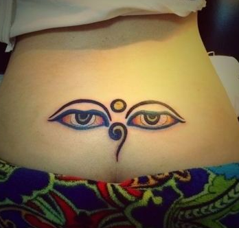 女孩子腰部象神之眼纹身图案