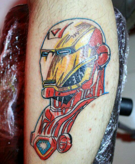 小腿钢铁侠纹身图案