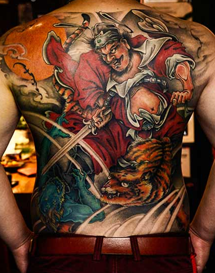 传统大图满背钟馗纹身图案