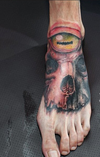 可怕吓人骷髅头纹身图案