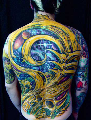 满背欧美重彩纹身图案