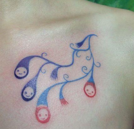 彩色图腾藤蔓纹身图案