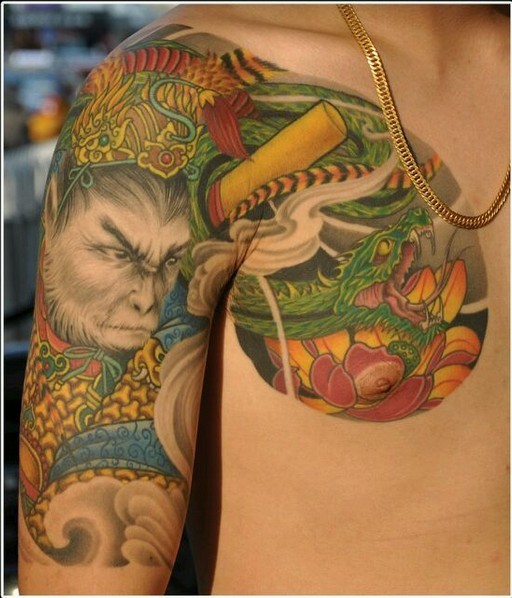 手臂孙悟空齐天大圣纹身
