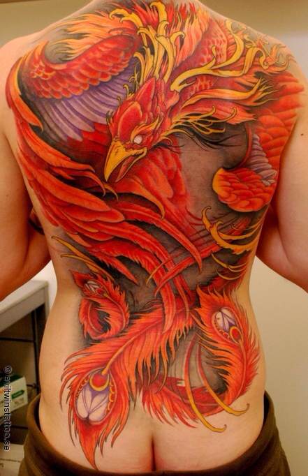 满背好看的凤凰纹身