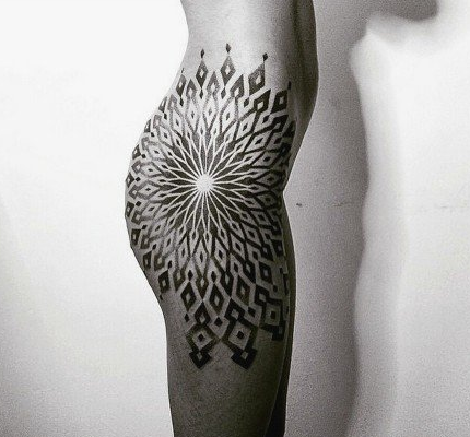 黑灰经典梵花纹身图案