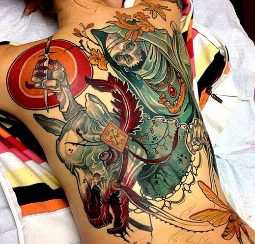 个性创意的满背死神纹身图案