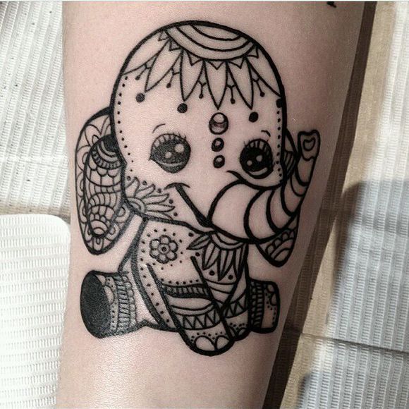 可爱的小象纹身图案