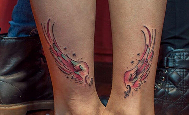 一对情侣翅膀纹身图案