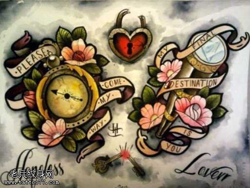 手稿风格纹身图案