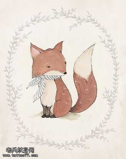手稿狐狸纹身图案