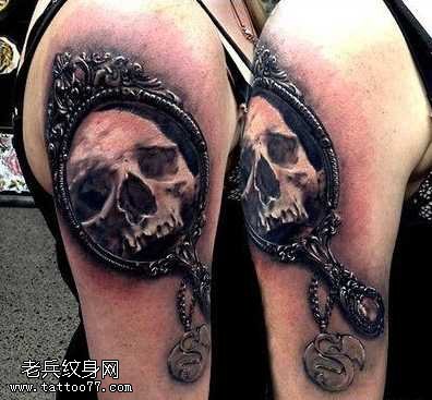胳膊欧美骷髅纹身图案