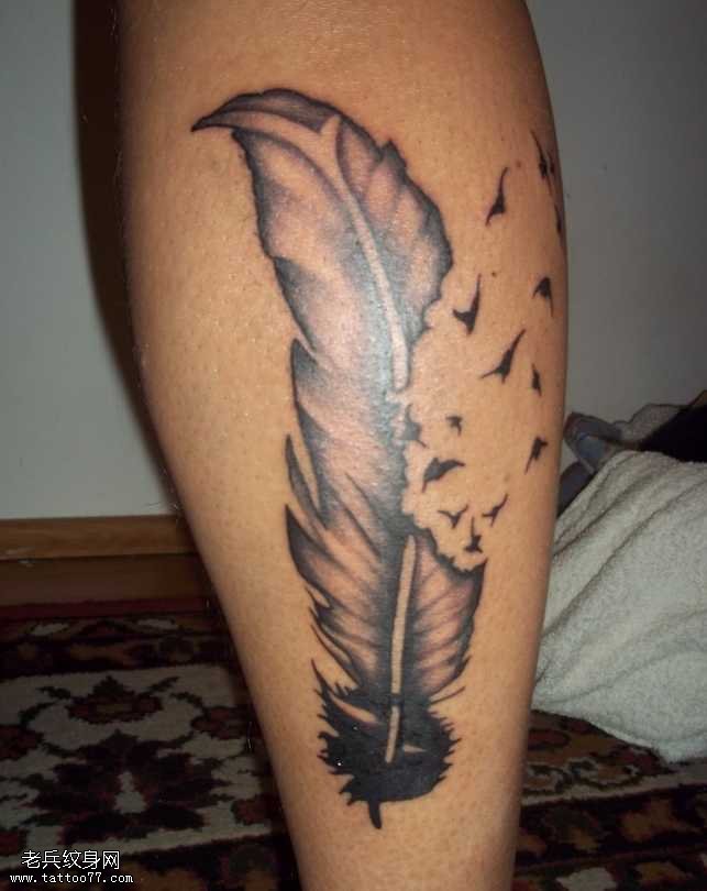 永恒的象征羽毛纹身图案