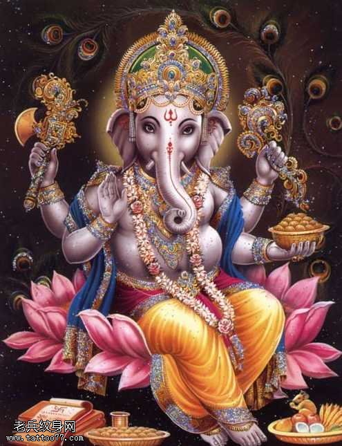 手稿女象神纹身图案