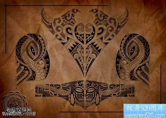 手稿玛雅图腾纹身图案