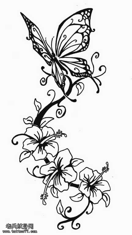 手稿蝴蝶纹身图案