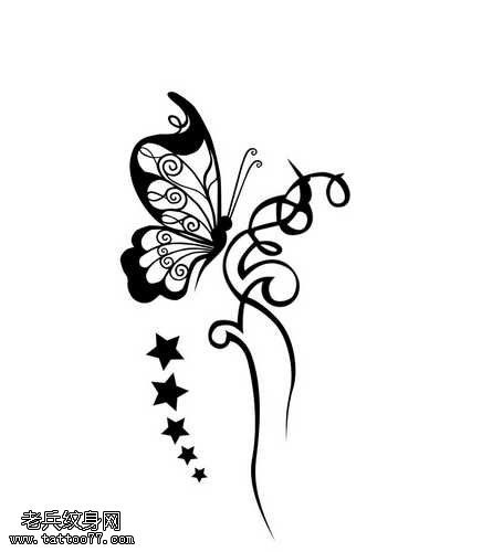 手稿漂亮唯美的蝴蝶纹身图案