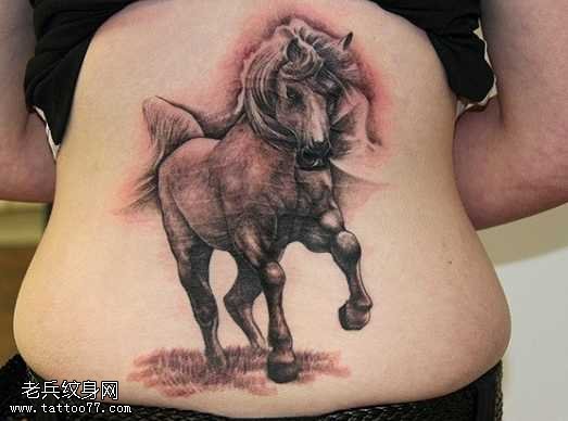腰部前卫马纹身图案
