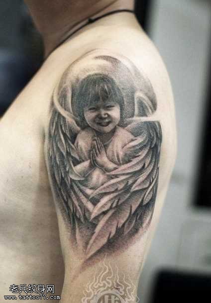 胳膊小孩天使纹身图案