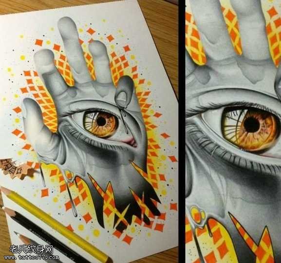 手稿手眼纹身图案