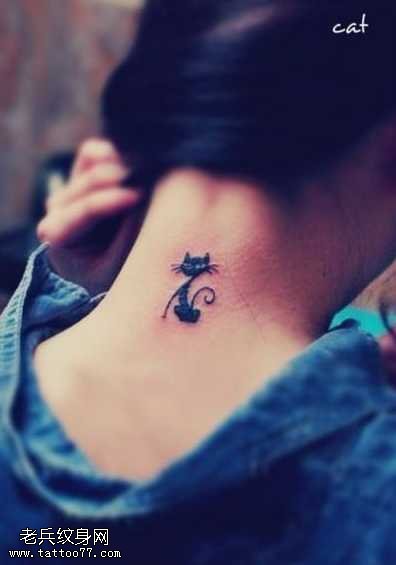 颈部小清新纹身图案