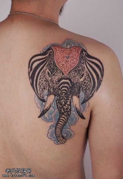 超酷经典的图腾大象纹身图案