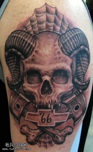 胳膊羊骷髅纹身图案