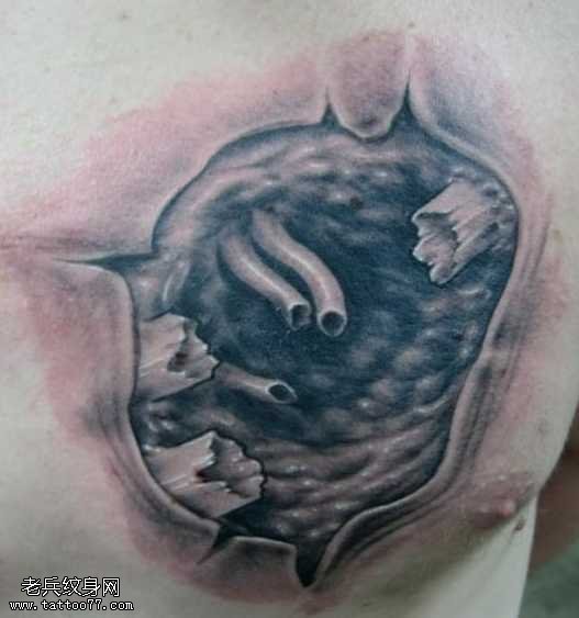 挖出心脏纹身图案