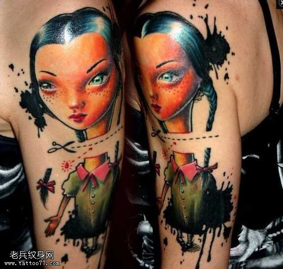 胳膊女娃娃纹身图案