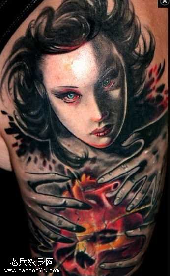 胳膊女孩纹身图案