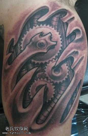 胳膊机器纹身图案