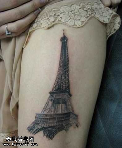 腿部塔纹身图案