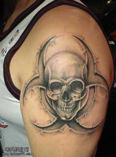 胳膊生化骷髅纹身图案