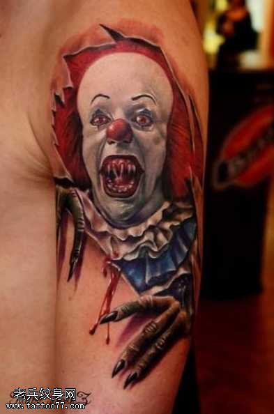 胳膊非常独特小丑纹身图案