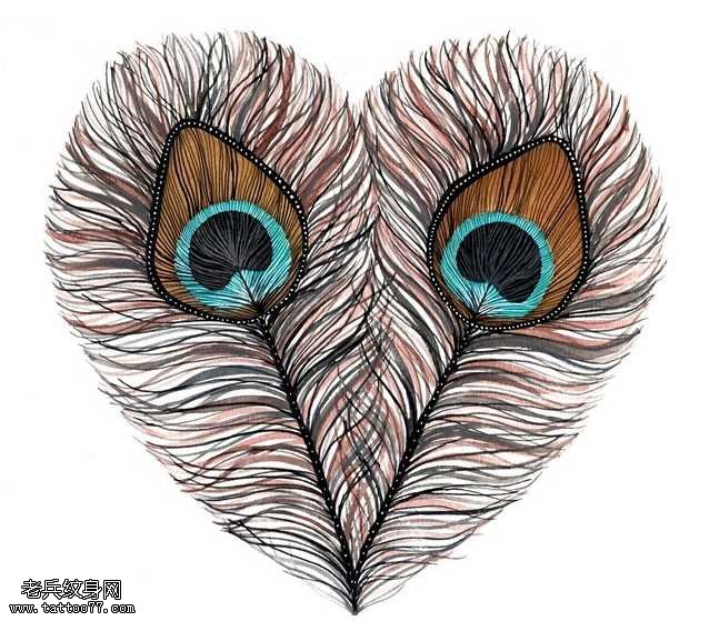 手稿羽毛纹身图案