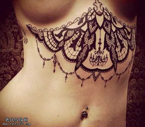 腹部风景图腾纹身图案