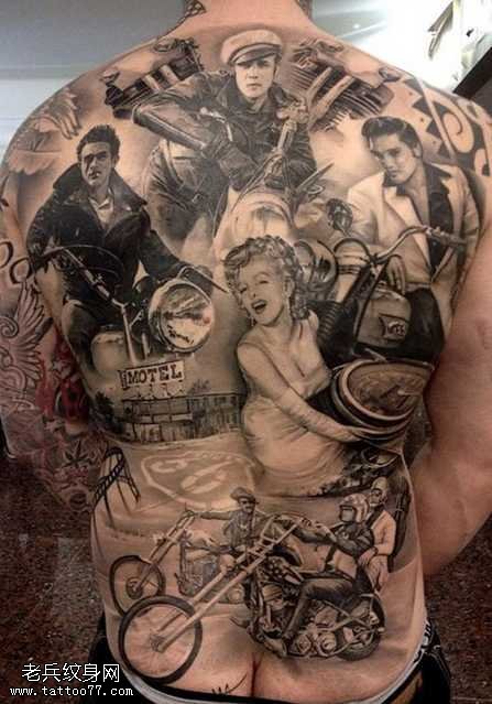 满背年少轻狂纹身图案