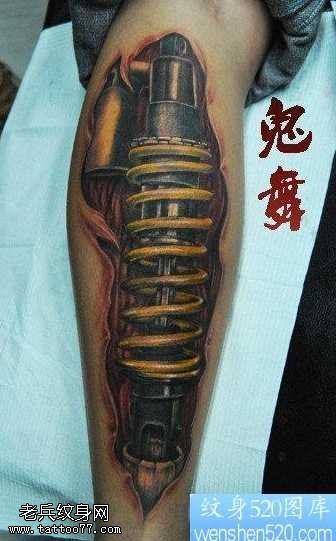 腿部机器腿纹身图案