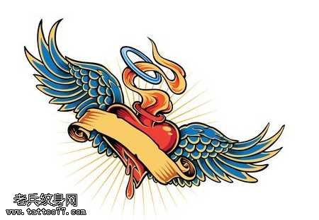 手稿爱心纹身图案