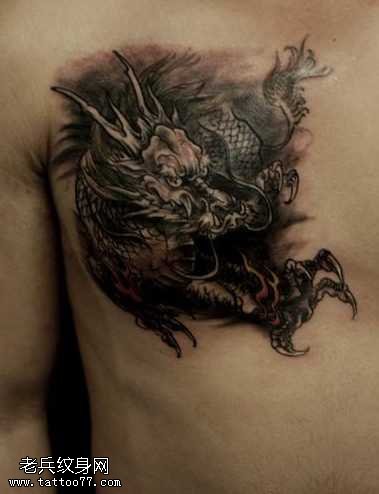 胸部麒麟纹身图案