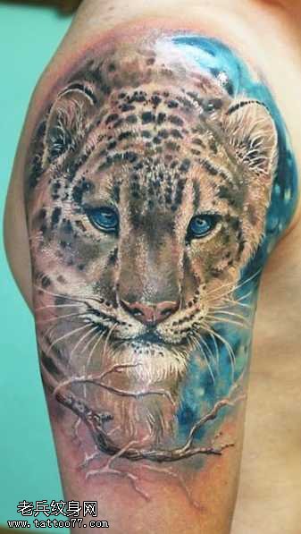 胳膊霸气豹子纹身图案
