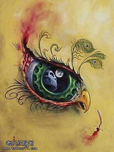 手稿逼真眼睛纹身图案