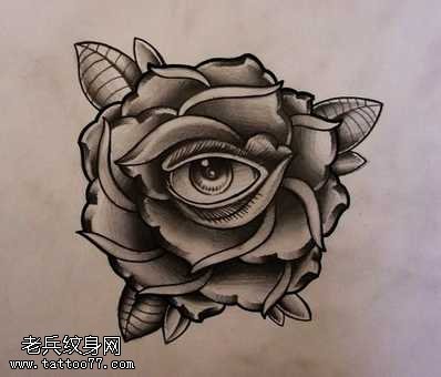 手稿玫瑰眼纹身图案