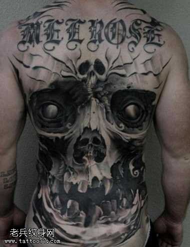 满背霸气骷髅纹身图案